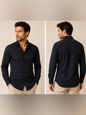 Roberto Cavalli Men's Black Slim-Fit Dress Shirt
